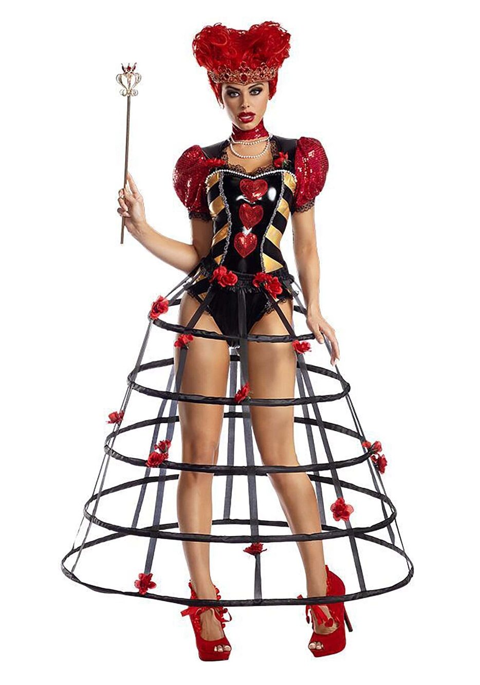7888 Caged Heart Queen Costume, Black/Red, Small